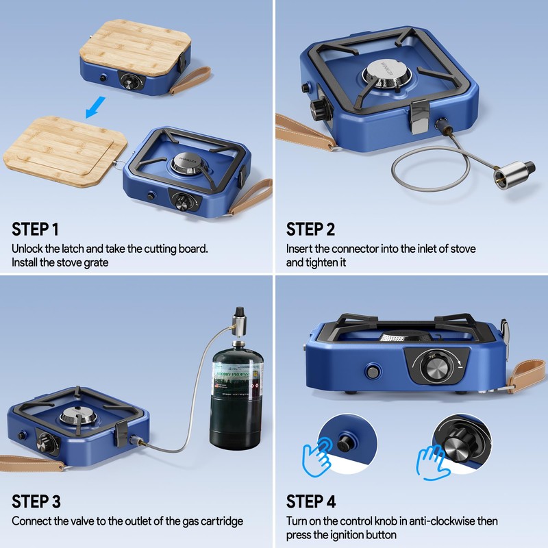 Upgraded Separate Ignition Needle WINKIZA Camping Stove with Cutting Board,