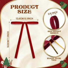 24Pcs Red Velvet Bows 5x7 Inch Pre-Tied Red Velvet Bows (Red)