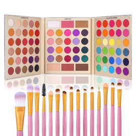 Paleta de sombras de ojos profesional UCANBE de 86 colores con set de 15 brochas de maquillaje. Acabado mate y brillante, larga duración, alta...     