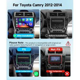 8 CORE 4G+64G Car Radio Stereo for Toyota Camry 2012-2014 with Wireless CarPlay/Android Auto, 10.1 Inch 1280 * 720P IPS Touch Screen Android 13 GPS WiFi Bluetooth 32-Band DSP HD Backup Camera