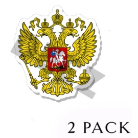 Wrapped in Skins Russian Federation Coat of Arms Vinyl Stickers - In/ Outdoor Russia Emblem Flag - 3" wide / 4 pack