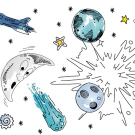 Tempaper Kids White Galaxy | Designer Removable Peel and Stick Borders and Stripes