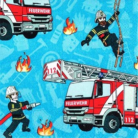 20 Napkins Fire Brigade in Use as Table Decoration for Children's Birthday Parties 33 x 33 cm