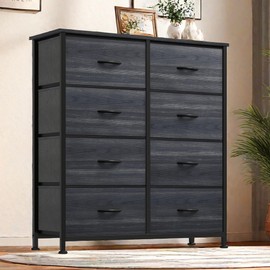 GOOBED Dresser with 8 Drawers - Fabric Storage Tower, Organizer Unit for Hallway, Closets - Sturdy Steel Frame, Wooden Top & Easy Pull Fabric Bins