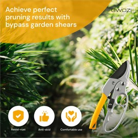 Pruning Shears 7.2" - Ratchet Gardening Shears Heavy Duty - Garden Clippers Handheld - Garden Scissors for Cutting Tree & Plant - Hand Pruners for Gardening, 2 Pcs