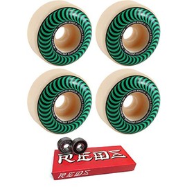 Spitfire 52mm Wheels Formula Four Classic Swirl Skateboard Wheels with Bones Bearings - 8mm Bones Super Reds Skate Rated Skateboard Bearings - Bundle of 2 Items