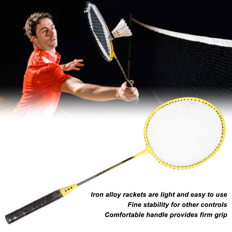 Badminton Rackets Iron Alloy Lightweight Badminton Racquets with 3 Balls