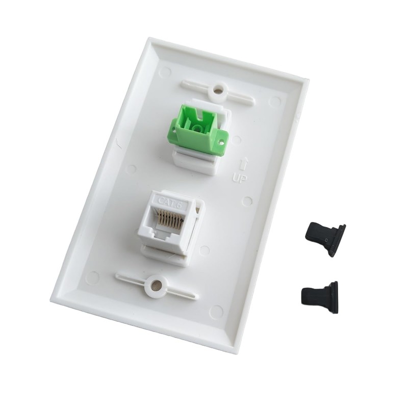 BUPLDET SC/APC Fiber Optic and Ethernet CAT6 Wall Plate -