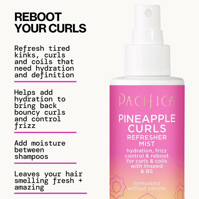 Pacifica Pineapple Curls Refresher Mist - Curl Refresher Spray, with