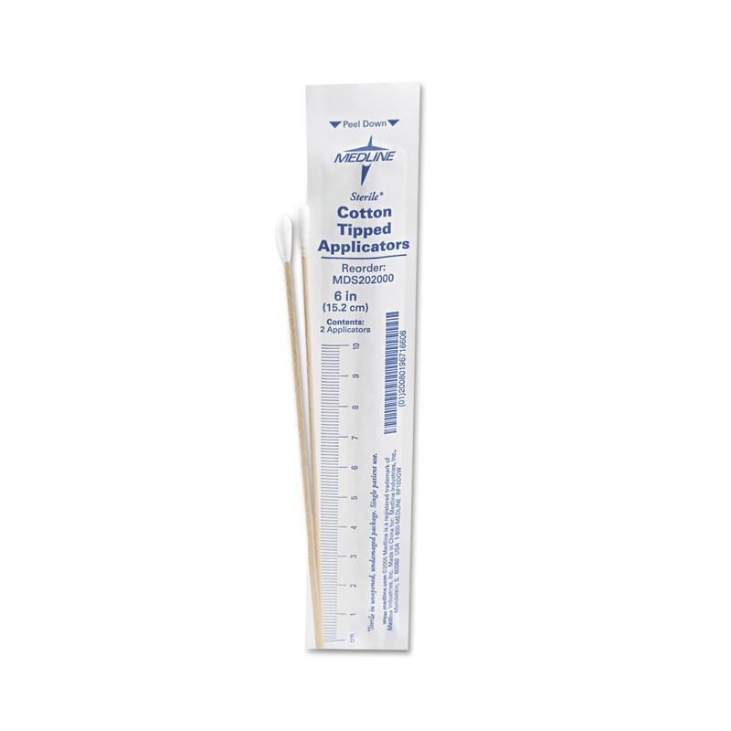 Medline MDS202000 Sterile Cotton-Tipped Applicators White Pack of 200