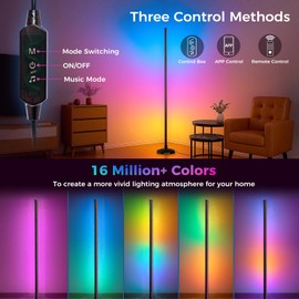 DomeStar RGB Corner Floor Lamp, LED Lamps for Living Room with Remote App Control Mood Lighting with Music Sync and 16 Million DIY Colors for Home Bedroom Party