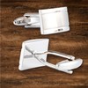 Men's Silver Cufflinks - Rectangle Cufflinks for Wedding, Business &
