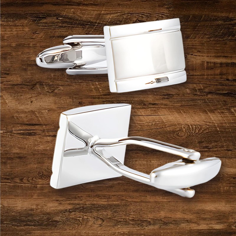 Men's Silver Cufflinks - Rectangle Cufflinks for Wedding, Business &