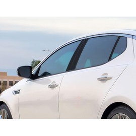 Rvinyl Pillar Post Pre Cut Window Trim Kits in Matte Black Compatible with Kia Optima 2011-2015 - Adhesive Backs