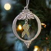 Inspired Silver - Green Ribbon - Silver Christmas Ornament -