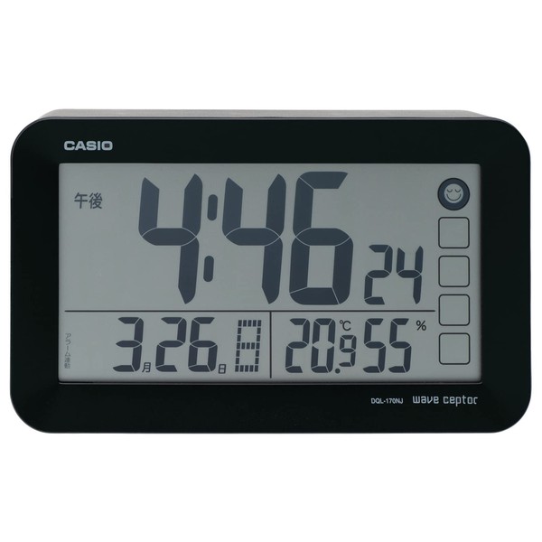 CASIO DQL-170NJ-1JF Alarm Clock, Radio Wave, Black, Automatic Lighting, Digital Snooze, Light Included