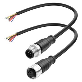 YACSEJAO M12 Connector Aviation Sensor Cable 25CM/0.8FT M12 1 Male+1 Female Wiring Cable IP67 Outdoor Waterproof Industrial Circular Connector (8 Pin)
