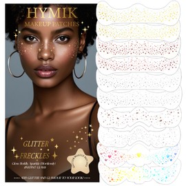 Freckles Face Tattoo, All-in-One Holographic & Gold Glitter, Waterproof and Sweatproof Sparkle Speckles Patches, Festival Cute Star Temporary Tattoo (Gold Silver Rosegold Brown Holographic)