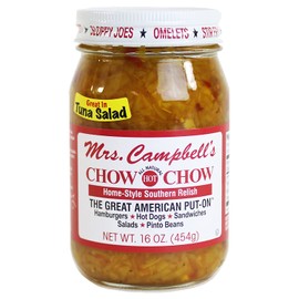 Mrs. Campbell's All Natural Hot Southern Chow Chow Relish, 16 Oz Glass Jar (Pack of 2)
