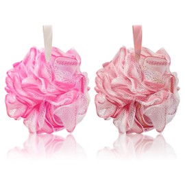 2-Pack Large Shower Loofahs, 75g Soft Mesh Bath Sponges for Gentle Exfoliation, Body Scrubber for Women and Men(Combination 3)