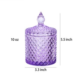 Sizikato Diamond Faceted Glass Candy Jar with Lid, 10oz Purple Decorative Jar, Nut Jar, Dried Fruit Storage Jar.