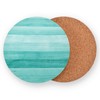 Qilmy Teal Turquoise Wood Cork Coasters for Drinks 4 Pieces