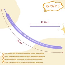 Lumjoy 200Pcs 260Q Long Balloons Rainbow Assorted Mixed Color Thickening Skinny Latex Twisting Animals Modeling Magic Balloons for Weddings Birthdays Clowns Christmas Party Garland Decorations