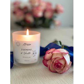 ATRISSA Jasmine Vanilla candles 8 OZ Soy Wax Candle, Made in the USA,Floral Scented Candle,Vanilla Candle,Non Toxic Candle,Candle For Home (8 Oz, Jasmine Vanilla)