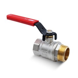 DOJA Barcelona Ball Valve with Lever Handle Red 1 Inch Male Thread Internal Thread Carbon Steel Stop Valve for Water Pumps, Tanks, Outdoor Taps, Water Connections, Rain Butt