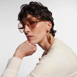 Vanolu Vintage Oversize Sunglasses for Women men fashion (Golden Orange)