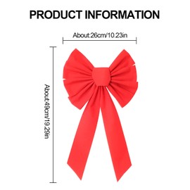 XPEX 2 Bows Velvet Bows 49cm x 26cm Large Red Bows Wreath Bows Fireplace Front Door Decoration