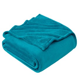 EHEYCIGA Fleece Blanket Teal Throws for Sofas Fluffy Warm Soft Blanket for Bed Settees Armchairs, Fit All Season, Single, 130x165cm