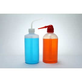 Wash Bottle Set, HDPE Plastic, Transparent White, One Red Cap & One White Cap, 500 ml, Set of 2