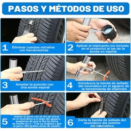 63 Piezas Etuche de Lujo de Kit para Parchar Llantas de Moto, Kit Reparación de Llantas para Vehículos Eléctricos, Reparación de Pinchazos de Neumáticos Planos con Caja, Kit de Parches Profesional
