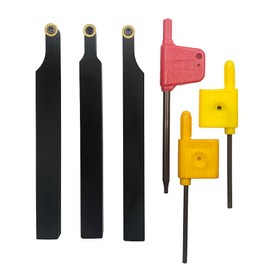 3/8 “ (10mm) SRACR/SRACL/SRDCN1010 H06 Lathe Turning Tool Holder Set + 3pcs RCMT0602M0 Round CVD Coated Inserts, Suitable for Stainless Steel Machining