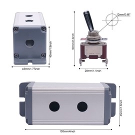 Twidec/2 Gang Toggle Switch Box 16A 250V SPST 2 Position 2 Pin ON/Off Rocker Toggle Switch Black PC Wear-Resistant Handle TEN-A-2210BK-BOX-2