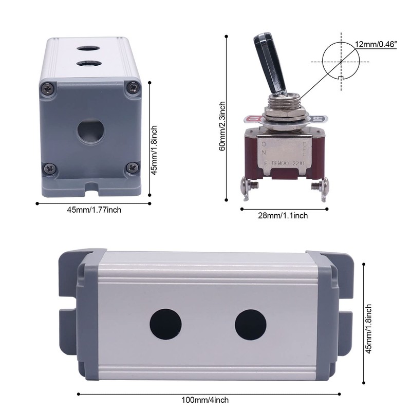 Twidec/2 Gang Toggle Switch Box 16A 250V SPST 2 Position