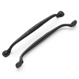 Hickory Hardware 1 Pack Solid Core Kitchen Cabinet Pulls, Luxury Cabinet Handles, Hardware for Doors & Dresser Drawers, 8-13/16 Inch (224mm) Hole Center, Black Iron, Refined Rustic Collection