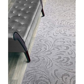 ORFA HOME Custom Length Hallway Runner Rug,Slip Resistant,Floral Grey, 26 Inch X 18 feet, Sold and Priced Per Foot