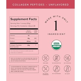 Truvani Hydrolyzed Collagen Peptides | Unflavored | 28 Servings | 20g Grass-Fed Collagen Protein Powder | Promotes Hair, Skin, and Nail Health | Dairy
