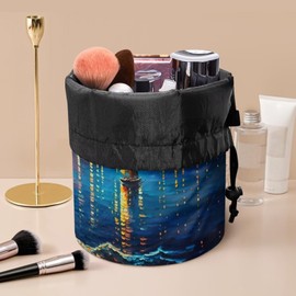 ZCFYGDX Cosmetic Bag Toiletry Bags Van Gogh's Works Women's Makeup Travel Case, Elegant Choice for Travel Essentials Blue