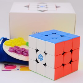 Bukefuno GAN 356 M Versión estándar 3x3 cubeta mágico de velocidad magnética sin calcomanía GAN356 M con GES extra 3x3x3 Speed Puzzle Cube GAN 356M Magic (Standard ver. 2020)