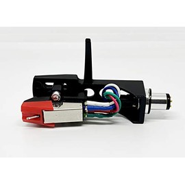 Cartridge and Stylus, Elliptical needle and Black Headshell with mounting bolts for DENON DP57L, DP59L, DP60L, DP72L, DP30L, DP35F, DP37F, DP45F, DP62L