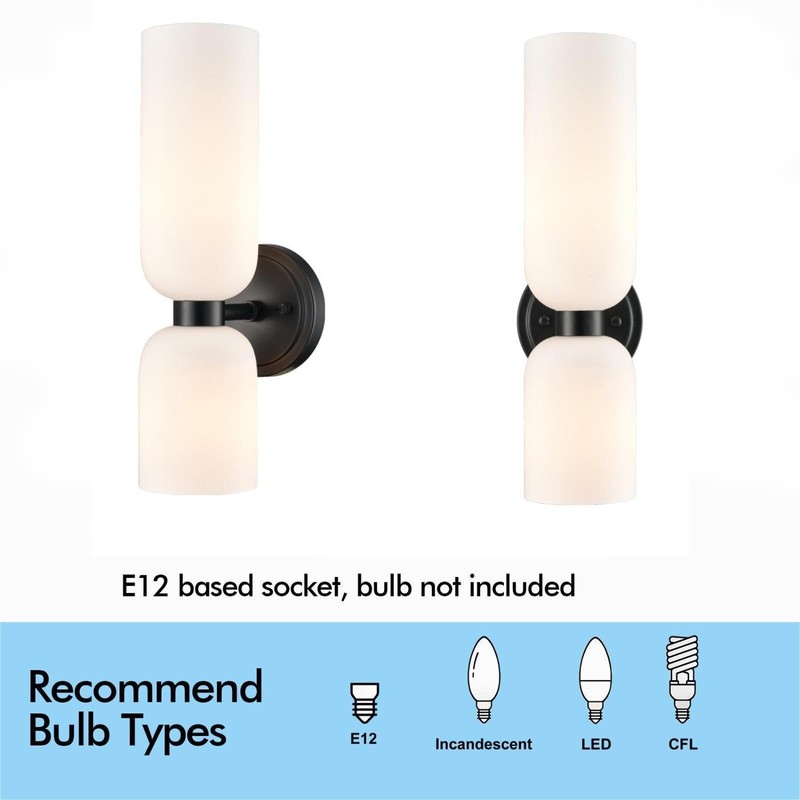 DEYNITE Black Wall Sconces Set of Two 2-Light Modern Wall