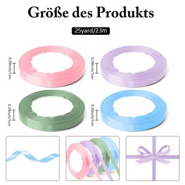 4pcs Gift Ribbon 10 mm Wide 23 Metres Satin Ribbon Decorative Ribbon Car Gift Ribbon Wedding Ribbon Bridal Bouquet Golden Ribbon Bow Ribbon