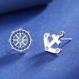 Arrebol Women's 925 Sterling Silver Stud Earrings with 3A Cubic Zirconia Earrings for Women Gift, Sterling Silver, Cubic Zirconia