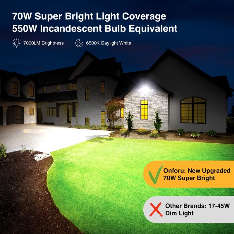 Onforu 70W LED Dusk to Dawn Flood Lights, 7000LM White