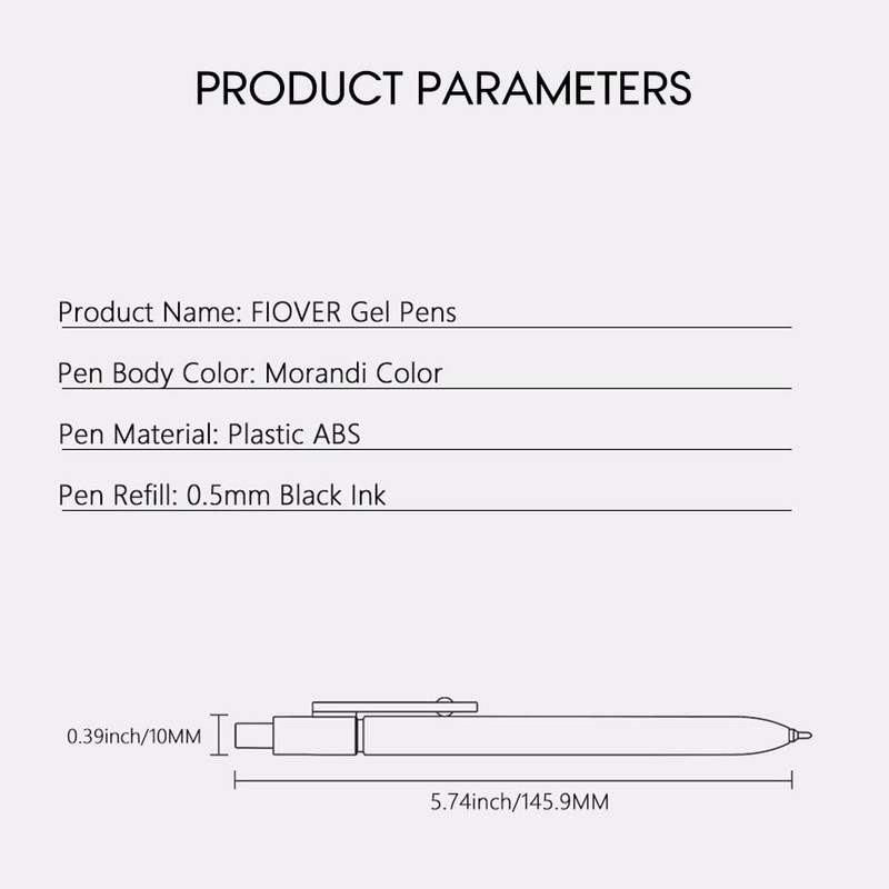 FIOVER 5pcs Gel Pens Quick Dry Ink Pens Fine Point