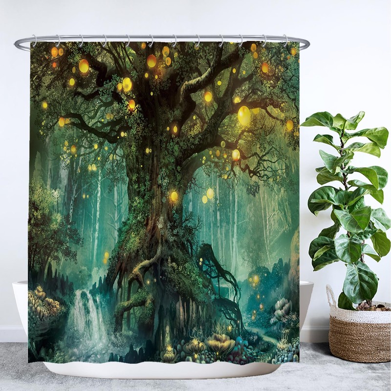 Ulticool Shower Curtain - Fairy Tale Elf Tree Magic Forest