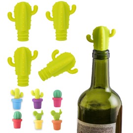 Cactus Silicone Wine Bottle Stoppers,Cute Wine Accessories, Reusable Wine Beverage Corks, for Gifts, Bar, Holiday Party, Wedding (10, M)